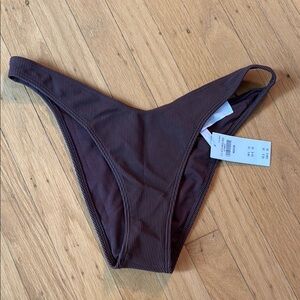 Women's Brown High Leg Cheeky Bikini Bottom